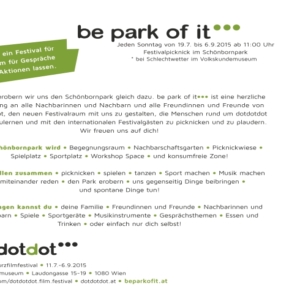 Postkarte be park of it 2015